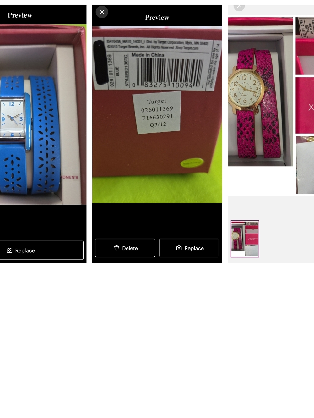 Xhilaration Hot Pink Snake Print & BlueDouble Wrap Watch with Gold Case